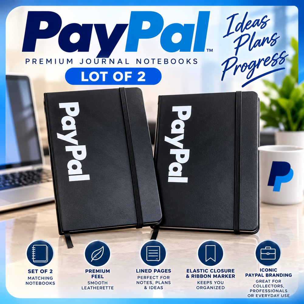 PayPal Branded Hardcover Journals Notebook Lot of 2 Black Spector & Co Lined